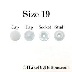 1000 Sets of Size 19 Glossy KAM® Snaps (0.475" / 12 mm) 1000 Sets of Size 19 Glossy KAM® Snaps (0.475" / 12 mm)