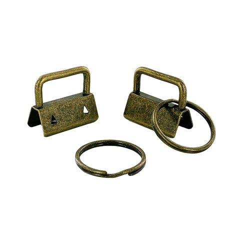 Antique Brass 1" Key Fob Hardware with Split Rings Antique Brass 1" Key Fob Hardware with Split Rings