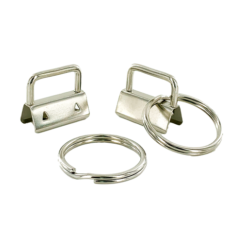 Silver 1" Key Fob Hardware with 1.25" LARGE Split Rings Silver 1" Key Fob Hardware with 1.25" LARGE Split Rings