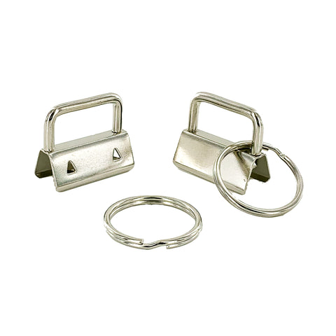 Silver 1" Key Fob Hardware with Split Rings