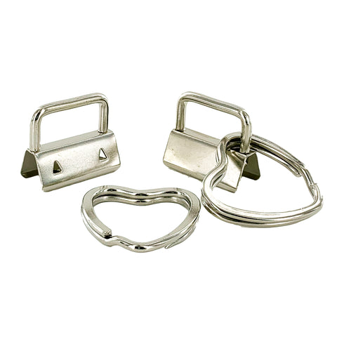 Silver 1" Key Fob Hardware with HEART Split Rings Silver 1" Key Fob Hardware with HEART Split Rings