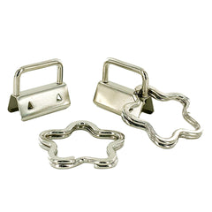 Silver 1" Key Fob Hardware with FLOWER Split Rings Silver 1" Key Fob Hardware with FLOWER Split Rings