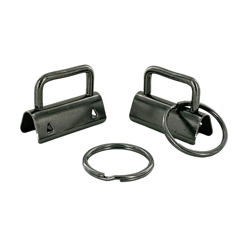 Gunmetal 1.25" Key Fob Hardware with Split Rings Gunmetal 1.25" Key Fob Hardware with Split Rings