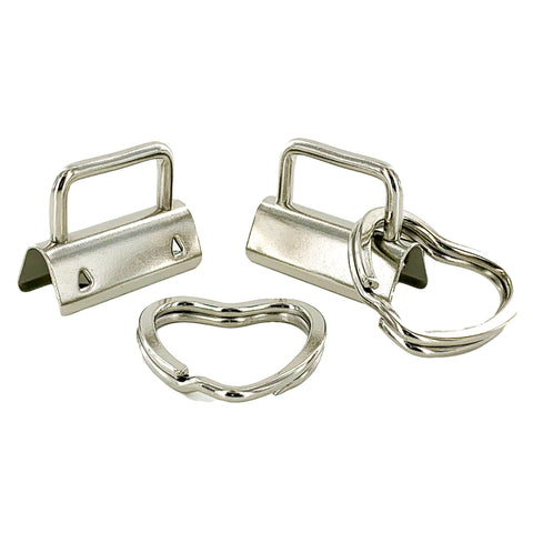 Silver 1.25" Key Fob Hardware with HEART Split Rings Silver 1.25" Key Fob Hardware with HEART Split Rings