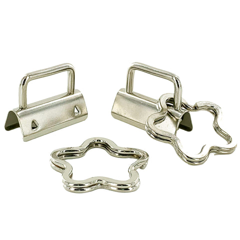 Silver 1.25" Key Fob Hardware with FLOWER Split Rings Silver 1.25" Key Fob Hardware with FLOWER Split Rings
