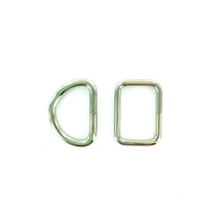 3/4" - 20 mm Silver Welded D Rings with Rectangle Ring 3/4" - 20 mm Silver Welded D Rings with Rectangle Ring