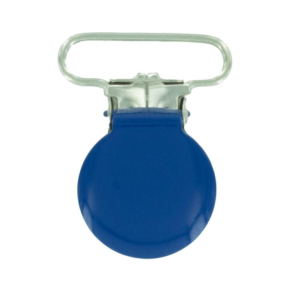 1" (25mm) Round Shaped Enameled Metal Clips (B16 - Royal Blue)