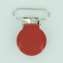 1" (25mm) Round Shaped Enameled Metal Clips (B38 - Deep Red)