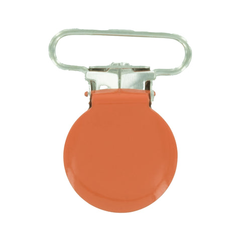 1" (25mm) Round Shaped Enameled Metal Clips (B55 - Orange)