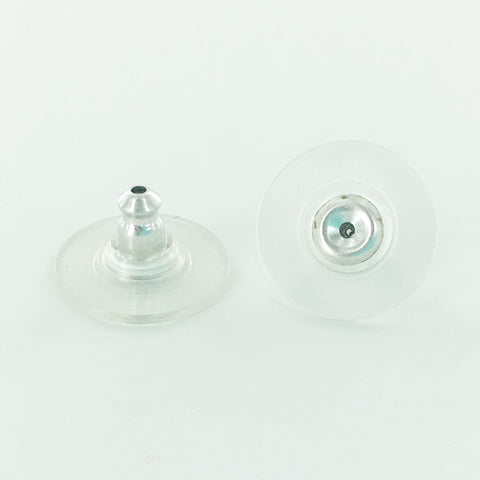 Silver-Toned Earring Backs With Rubber Grip