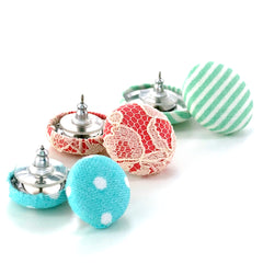 Fabric Cover Button Earrings Example