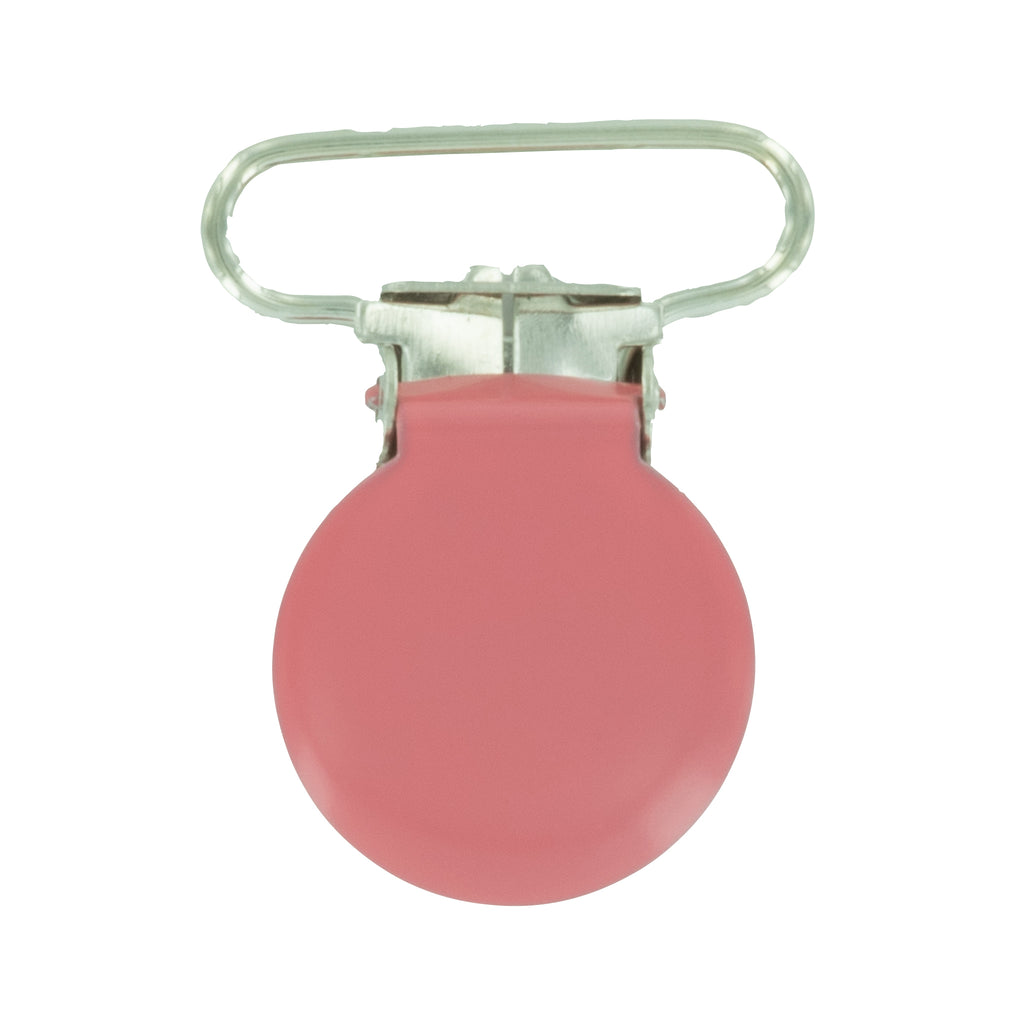 1" (25mm) Round Shaped Enameled Metal Clips (G106 - Coral)