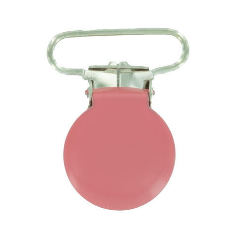 1" (25mm) Round Shaped Enameled Metal Clips (G106 - Coral)