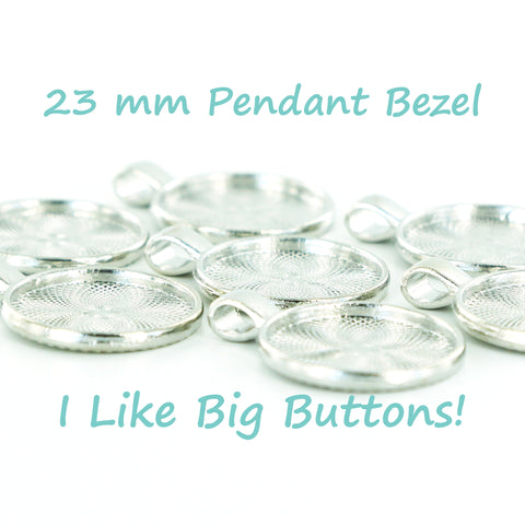 Silver 7/8" (23 mm) Round Pendant Bezel