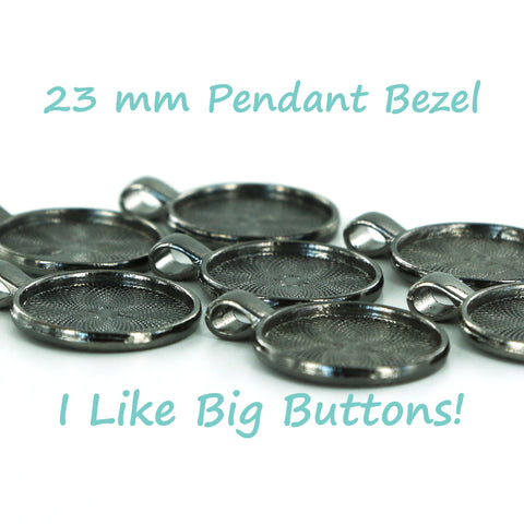 Gunmetal 7/8" (23 mm) Round Pendant Bezel