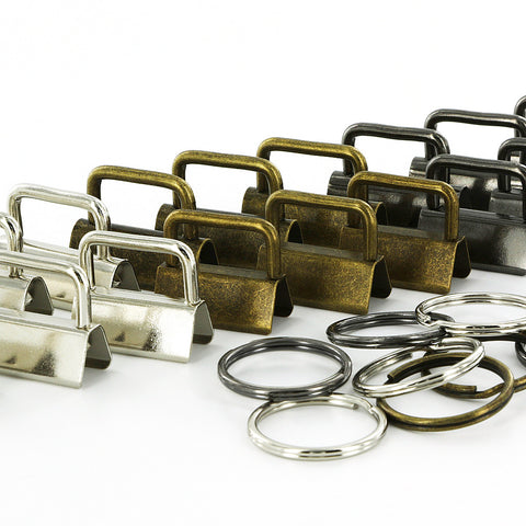 15 Sets - Key Fob Hardware with Split Rings BZR