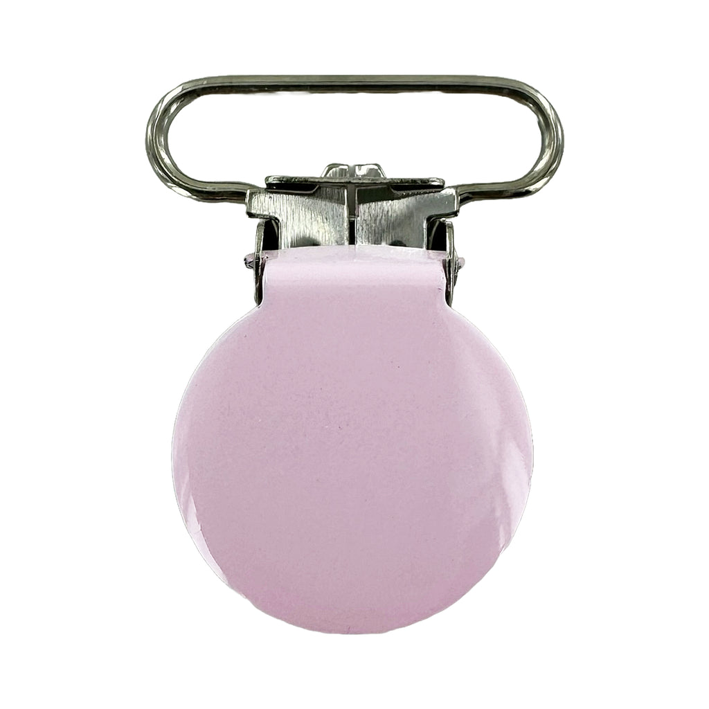 1" (25mm) Round Shaped Enameled Metal Clips (B21 - Pale Pink)