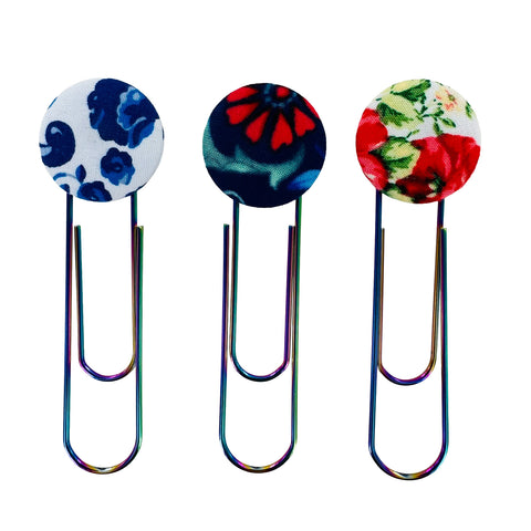DIY - MEDIUM - Size 45 Fabric Cover Button Paper Clips/Bookmarks KIT - Makes 10