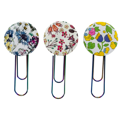 DIY - LARGE - Size 60 Fabric Cover Button Paper Clips/Bookmarks KIT - Makes 10