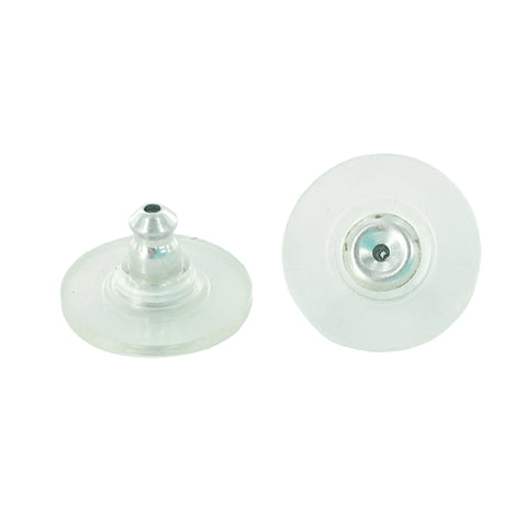 Silver-Toned Earring Backs With Rubber Grip