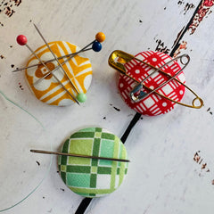 Happy Vintage 3-Pack MINI Magnetic Needle Minder/Pin Cushions (Green/Yellow/Red)