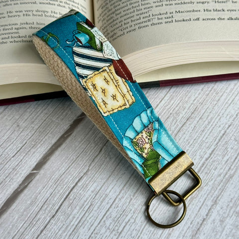 Books & Coffee Key Fob Wristlet