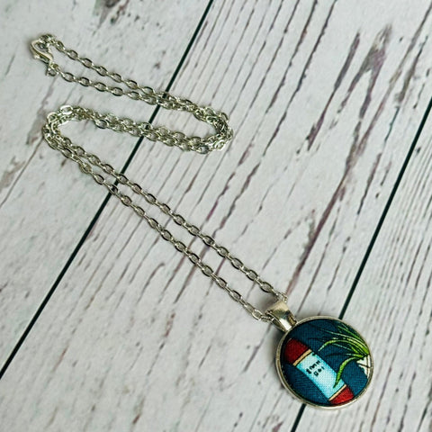 Book & Plant Pendant Necklace