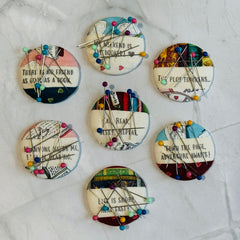 Bookish Quotes Cover Button Magnetic Pin Cushion