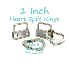 1" Key Fob with HEART Split Rings
