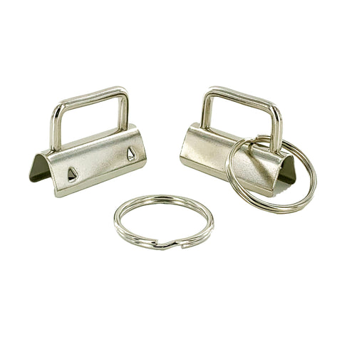 Trimming Shop 25mm Key Fob Hardware Gunmetal Lanyard Wristlet Key Chain  with Metal Split Ring, 20pcs