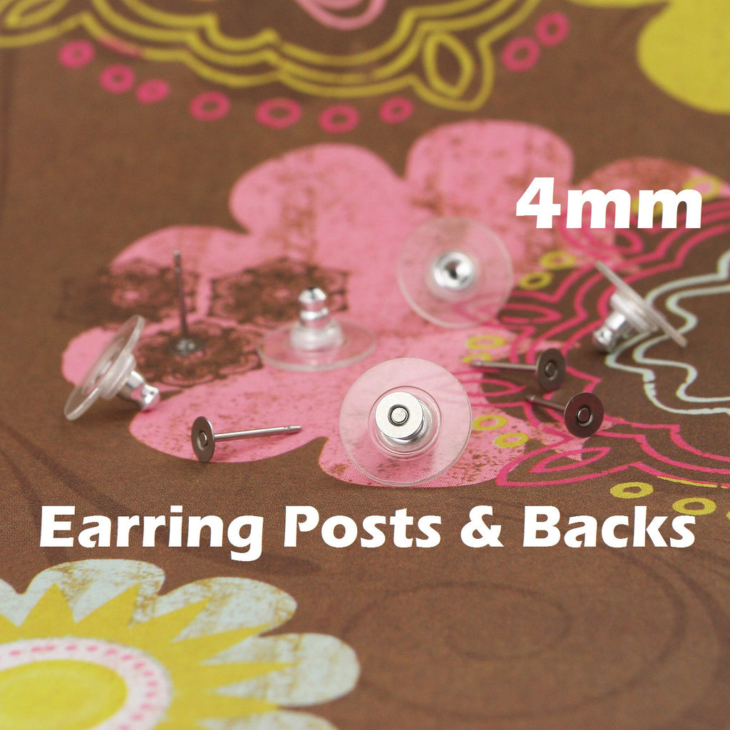 4mm Earring Posts and Backs