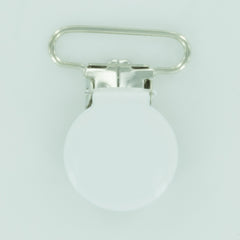 1" (25mm) Round Shaped Enameled Metal Clips (B3 - White)