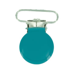 1" (25mm) Round Shaped Enameled Metal Clips (B46 - Teal)