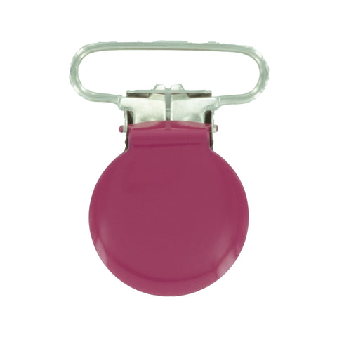 1" (25mm) Round Shaped Enameled Metal Clips (G122 - Fuchsia)