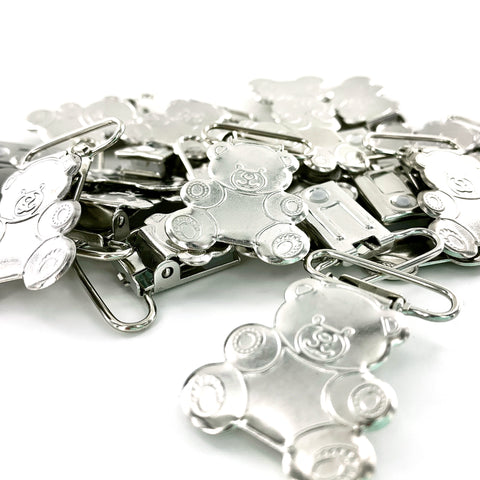 50 Pieces - Teddy Bear Shaped Metal Pacifier Clips