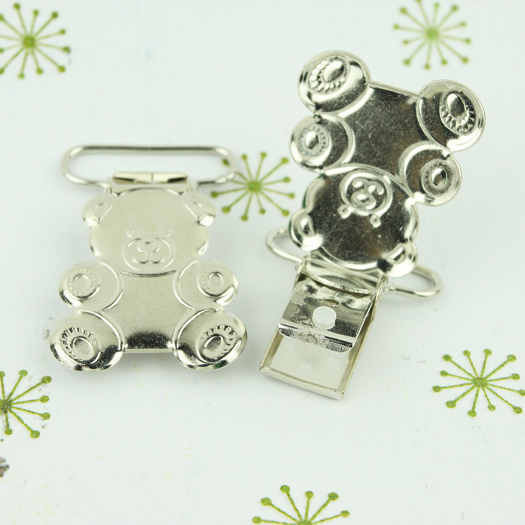 Teddy Bear Shaped Metal Pacifier Clips for Pacifier Holders, Bib Clips – I  Like Big Buttons!