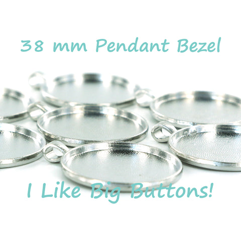 Silver 1 1/2" (38 mm) Round Pendant Bezel