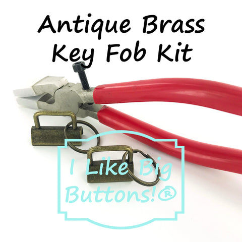 1" and 1.25" - Key Fob Hardware Starter KIT - ANTIQUE BRASS (20 Sets Total)