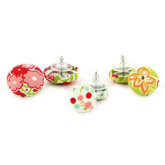 Fabric Cover Button Earrings Example