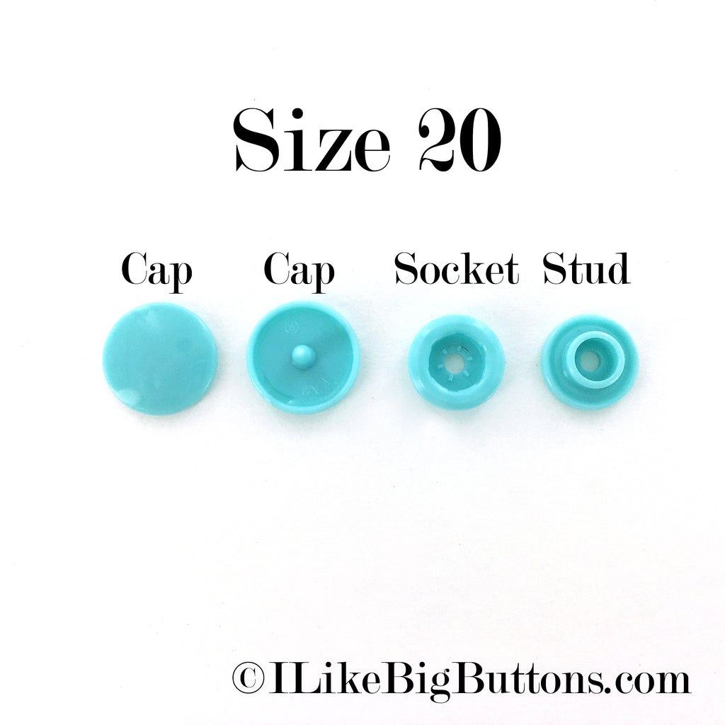 KAM Snap No-Sew Buttons Size 20 Caps Socket Stud Sets B46 Teal